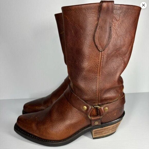 Vintage Leather Harness USA Made Square Toe Rugged Moto - Picture 5 of 12